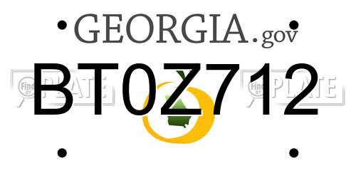 BT0Z712 Georgia License Plate