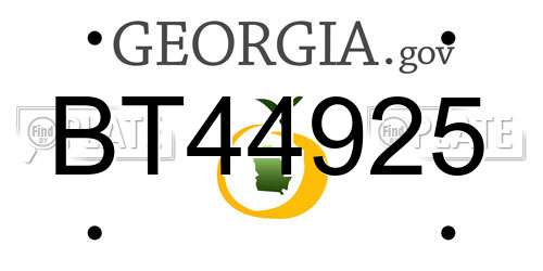 BT44925 Georgia License Plate