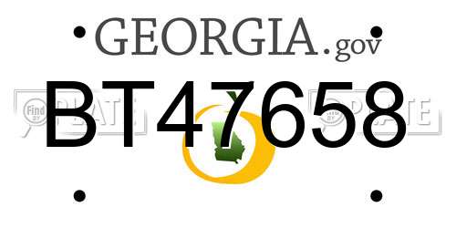 BT47658 Georgia License Plate