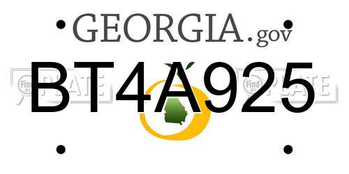 BT4A925 Georgia License Plate