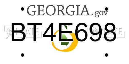 BT4E698 Georgia License Plate
