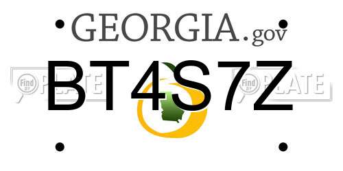 BT4S7Z Georgia License Plate