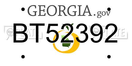 BT52392 Georgia License Plate