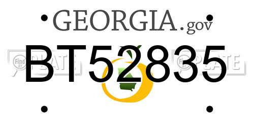 BT52835 Georgia License Plate