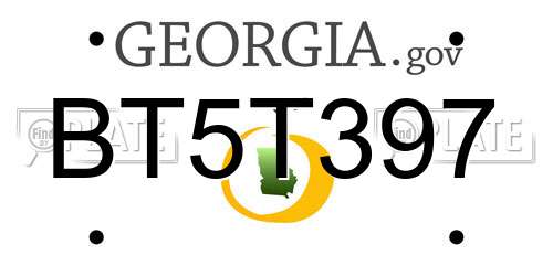 BT5T397 Georgia License Plate