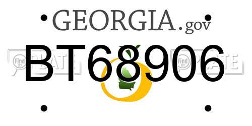 BT68906 Georgia License Plate