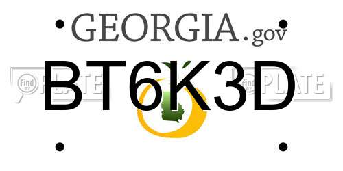 BT6K3D Georgia License Plate