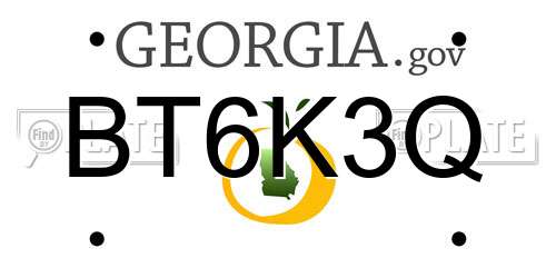 BT6K3Q Georgia License Plate