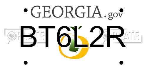 BT6L2R Georgia License Plate