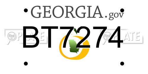 BT7274 Georgia License Plate
