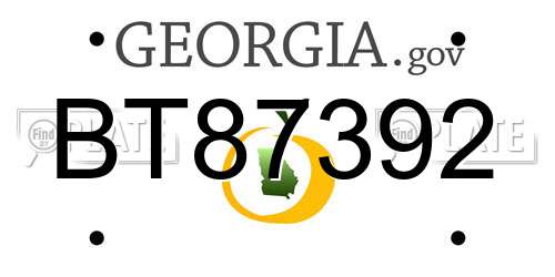 BT87392 Georgia License Plate