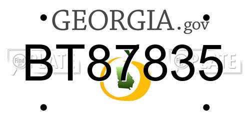 BT87835 Georgia License Plate
