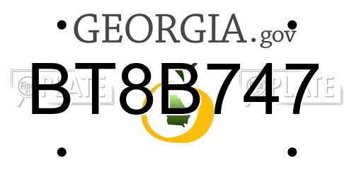 BT8B747 Georgia License Plate
