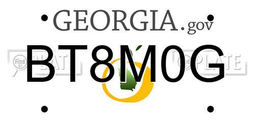 BT8M0G Georgia License Plate