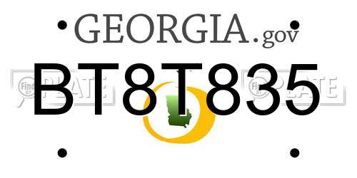 BT8T835 Georgia License Plate