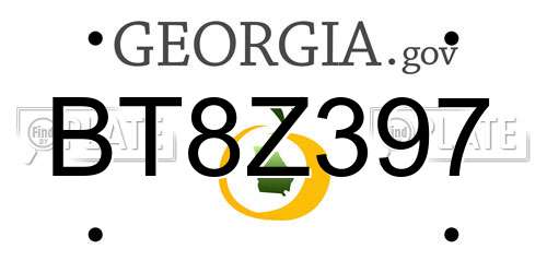 BT8Z397 Georgia License Plate