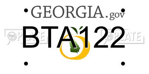 BTA122 Georgia License Plate