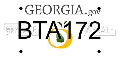 BTA172 Georgia License Plate