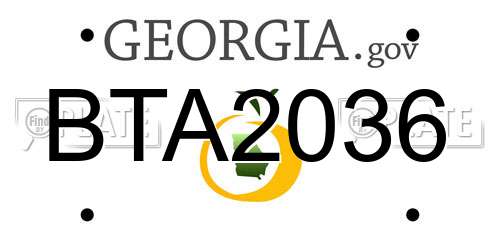 BTA2036 Georgia License Plate