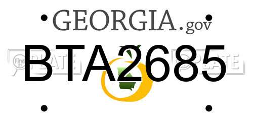 BTA2685 Georgia License Plate