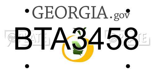 BTA3458 Georgia License Plate