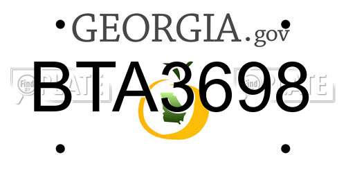 BTA3698 Georgia License Plate