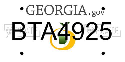 BTA4925 Georgia License Plate