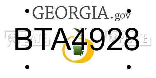 BTA4928 Georgia License Plate