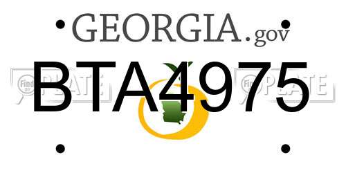 BTA4975 Georgia License Plate