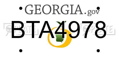 BTA4978 Georgia License Plate