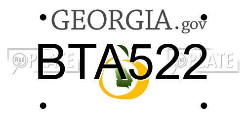 BTA522 Georgia License Plate