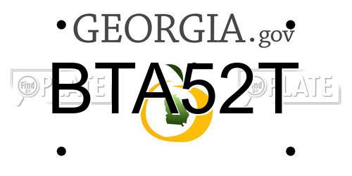 BTA52T Georgia License Plate
