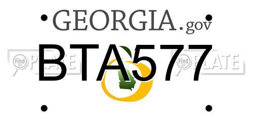 BTA577 Georgia License Plate