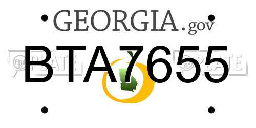 BTA7655 Georgia License Plate