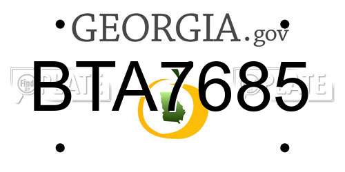 BTA7685 Georgia License Plate