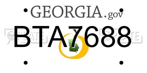 BTA7688 Georgia License Plate