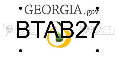 BTAB27 Georgia License Plate
