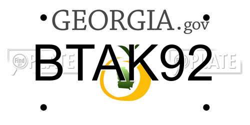 BTAK92 Georgia License Plate