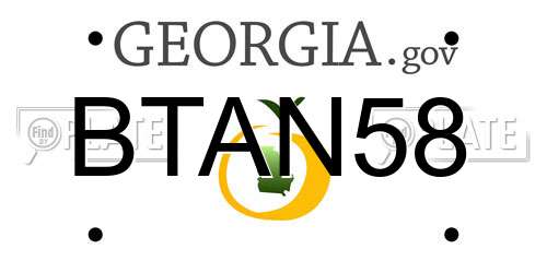 BTAN58 Georgia License Plate