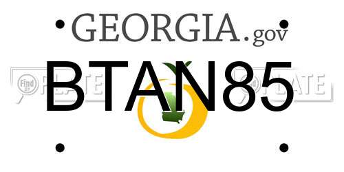 BTAN85 Georgia License Plate