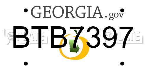 BTB7397 Georgia License Plate