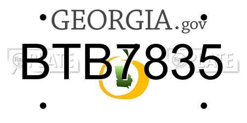 BTB7835 Georgia License Plate