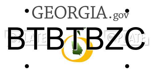 BTBTBZC Georgia License Plate