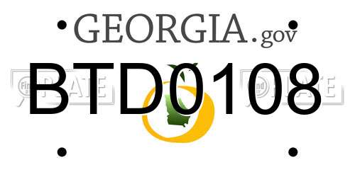 BTD0108 Georgia License Plate