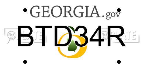 BTD34R Georgia License Plate