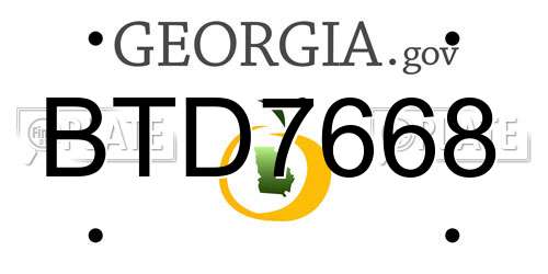 BTD7668 Georgia License Plate