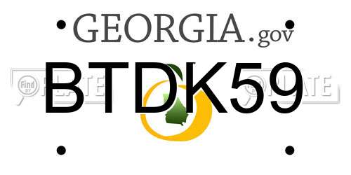 BTDK59 Georgia License Plate