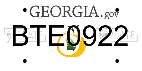 BTE0922 Georgia License Plate