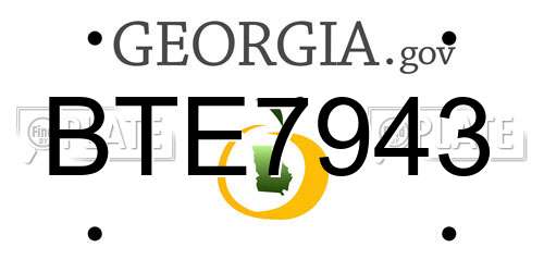 BTE7943 Georgia License Plate