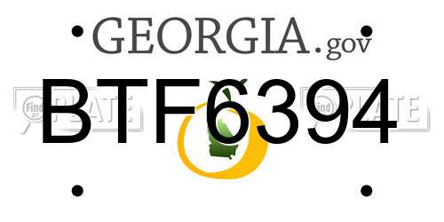 BTF6394 Georgia License Plate